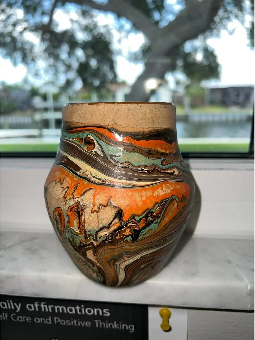 Nemadji indian pottery hand made from native american clay #7 swirl Vase vtg